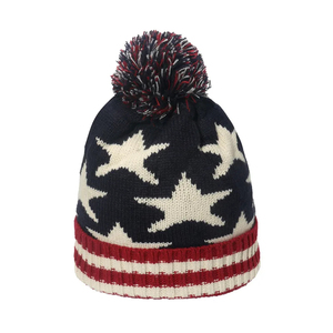 Unisex Knitted Beanie Hat With Pom-Pom American And British Flag Design 100 Acrylic <b>Winter</b> <b>Cap</b> For Adults 56-58CM - Product Image 6