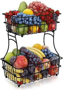 Panier à fruits durable à deux niveaux en métal, paniers de rangement pour légumes, panier à fruits de style moderne fait à la main - Product Image 5