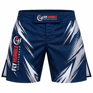 กางเกง MMA สำหรับผู้ชาย Fly Humble Sportswear ลายพิมพ์ซับลิเมชั่น สีน้ำเงินขาว ทรงแอธเลติก ระบายเหงื่อได้ดี แห้งเร็ว ชุดกีฬา - Product Image 4
