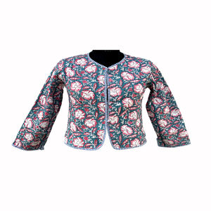 Chaqueta de Forro Polar para Mujer, con Botones, Acolchada a Mano, Transpirable, con Estampado Floral, Reversible, de Algodón Grueso, para Niñas, a Excelente Precio - Product Image 2