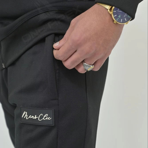 Ensemble de survêtement unisexe noir personnalisé, veste à capuche zippée, pantalon de jogging, tenue d'entraînement, streetwear, séchage rapide, respirant - Product Image 6