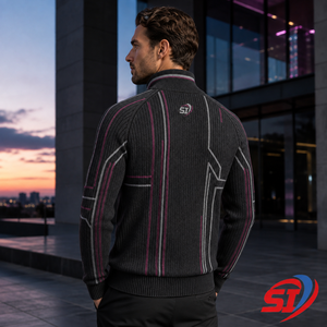 Veste en tricot sur mesure de qualité supérieure, fermeture éclair intégrale, cardigan jacquard côtelé monogrammé, pull streetwear, OEM, marque privée, vente en gros - Product Image 6