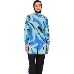 Wholesale Women <b>Islamic</b> Burkinis Breathable Quick Dry Two Piece <b>Print</b> High Cut Comfortable Front Logo Bathing Suit - Product Image 5