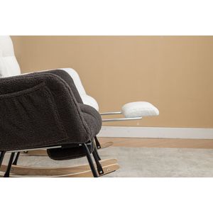 053-sedia a dondolo in tessuto di caramello per bambini con poggiapiedi regolabile - Product Image 1