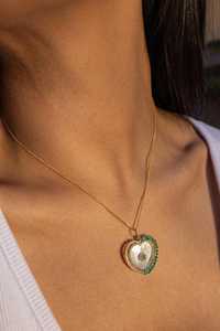 Collar con Colgante de Corazón de Esmeralda, Moissanita, Plata de Ley 925, Chapado en Oro de 14K, Joyería de Lujo, Regalo para Mujer - Product Image 2