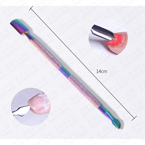 Luxury Double End Stainless Steel Cuticle Pusher Rainbow Nail Dead Skin Remover Manicure <b>Pedicure</b> <b>Tool</b> OEM - Product Image 2