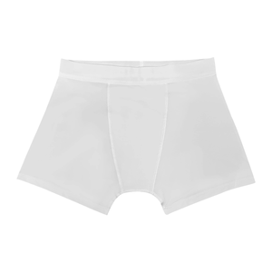 White Men Breathable <b>Boxer</b> Briefs Knitted <b>Polyester</b> Spandex Mid-Rise Underwear Quick Dry Printed Logo Daily Wear Custom - Product Image 1