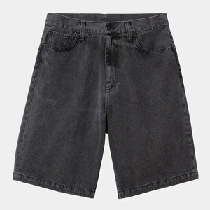 Shorts en jean délavé foncé pour homme, taille haute, coupe droite, décontracté, été, tissu en coton tissé avec poches - Product Image 3