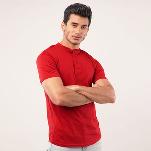 Camiseta Henley de Verano para Hombre, Cuello Redondo, Manga Corta, Corte Ajustado, 100% Algodón Ecológico, con Logotipo Personalizado en la Espalda - Product Image 3