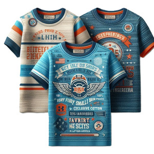 Camisetas de manga corta con cuello redondo y estampado personalizado para niños, camisetas de estilo informal de alta calidad de punto de algodón 100% para niños - Product Image 3