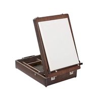 Chevalet de table portable multifonctionnel moderne réglable en noyer et hêtre, boîte de rangement polie et peinte pour artiste