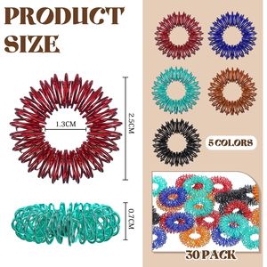 30-Piece Acupressure Sensory Fidget <b>Spinners</b> Spiky <b>Rings</b> for Stress Relief Fresh Color Fingers Massager for Teens and Adults - Product Image 3
