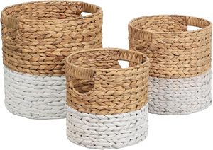 Water Hyacinth <b>Storage</b> <b>Basket</b> Handwoven Natural Organizer <b>Basket</b> <b>with</b> Handles for <b>Shelves</b> Laundry Wholesale - Product Image 4