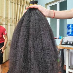 Yaki Straight Afro Straight Texture Pelucas Bundles Material más alto Remy Virgin Hair Weft Extensiones de cabello humano sin procesar - Product Image 2