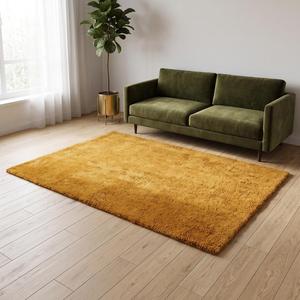 Tapis tufté uni en laine jaune moutarde, antidérapant, doux et texturé, pour chambre, salon, entrée, décoration moderne de la maison - Product Image 4