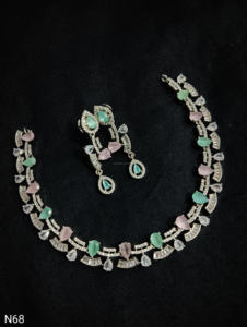 Ensemble de bijoux de mariée en diamant américain classique Collier et boucles d'oreilles en deux pièces pour mariage Style classique à la mode - Product Image 4