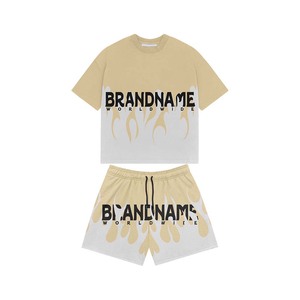280 GSM Premium Cotton Polyester Women T Shirt And Short <b>Set</b> Black Puff Print DTG Logo 100% Cotton T shirt & Shorts - Product Image 4