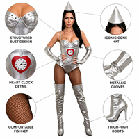 Costume de robot guerrier spatial de science-fiction argenté pour femmes Baige, tenue de cosplay en PU métallique, robe de performance pour fête d'Halloween, taille S-XL