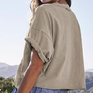 Camiseta de Algodón para Mujer 2026, Corte Cuadrado, Nueva Forma, Impresión Gráfica Personalizada, Servicio OEM, Ropa Deportiva, Camisetas Cortas de Punto para Mujer - Product Image 3