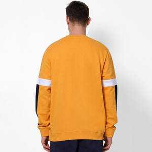 Sudadera de cuello redondo con bloques de color para hombre, amarillo mostaza, forro polar, estilo casual deportivo, ropa de calle, manga larga - Product Image 4