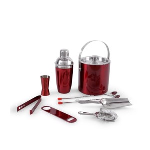 Professional 10pc Red Stainless Steel Bartender Kit with Ice Bucket Cocktail Shaker Set Wholesale <b>Bar</b> <b>Tools</b> for Home Party <b>Tools</b> - Product Image 1