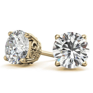 Popular Classic Lab Grown Diamond <b>Earring</b> 14k/18k Gold With Round Diamonds Butterfly Style Round Lab Grown Diamond Stud <b>Earrings</b> - Product Image 2