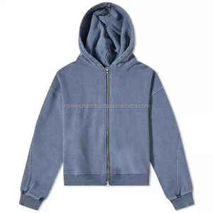 100% haute qualité coton lavé à l'acide Vintage sweat à capuche pour hommes High Street Series hiver sweat à capuche imprimé avec conception lavée à la pierre - Product Image 2