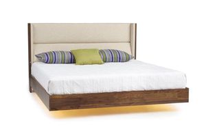 Luxury Solid Wood Framed Fabric <b>Bed</b> | Mid-Century Modern Hotel Bedroom Furniture - Product Image 4