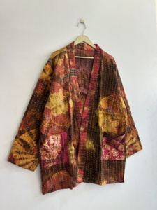 Quilted Kantha Jacket Handmade Vintage Kimono Jacket Boho Tie Dye Jacket - Product Image 5