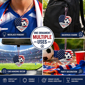 Wholesale Custom Soccer <b>Ceramic</b> <b>Ornament</b> Double Sided Glossy Pendant Gift with Box for football 2026 Garden Decoration - Product Image 4