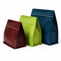Sachet de thé vert mat, sachet de café, boîte à fond plat scellée sur huit côtés avec poche refermable à fermeture éclair, sachet de 500g