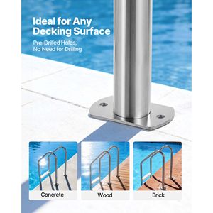 Scala per Piscina in Acciaio Inossidabile con 3 Gradini, Doppio Corrimano, Gradini Larghi Antiscivolo, Capacità 120 kg, Gradini in Plastica - Product Image 4