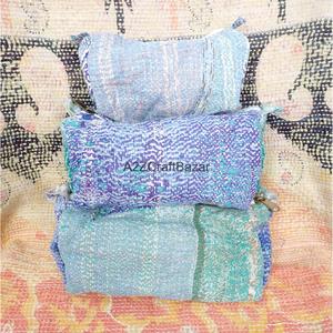 100% Pure Cotton Kantha Fabric Tassel Pattern Zipper Closure Eco-Friendly Durable Lightweight Reusable Vintage Soft Handle <b>Case</b> - Product Image 1