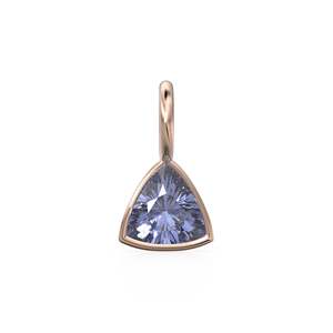 Tanzanite 5mm 14k Yellow <b>Solid</b> <b>Gold</b> Charm <b>Pendant</b> Bezel Jewelry Finding / December Birthstone / Trillion Cut Blue Gemstone / - Product Image 6