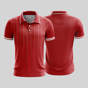 เสื้อยืดแขนสั้นลายทางสีแดงแบบยูนิเซ็กซ์ สำหรับงานพิมพ์ซับลิเมชั่น ป้องกันแบคทีเรีย น้ำหนักเบา ระบายอากาศได้ดี ผลิตจากโพลีเอสเตอร์ 100% เหมาะสำหรับเล่นกีฬา - Product Image 1