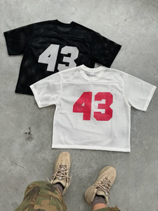 Maillot de football personnalisé surdimensionné en maille, coupe courte et carrée, style rétro streetwear, t-shirt de football pour homme - Product Image 4