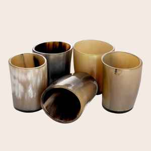 Top Selling High Quality Classic Style Short Horn Glass Indoor Decor Natural Colored Drinking Tankard for Beer Glasses - Product Image 3