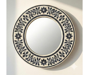 Espejo con Marco de Incrustaciones de Hueso de Primera Calidad, Motivo Floral, Decoración de Pared para Dormitorio, Pasillo o Sala de Estar - Product Image 4