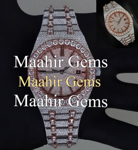 Montre personnalisée hip-hop de luxe haut de gamme en acier inoxydable avec verre et moissanite VVS, résistance à l'eau 10 bars – Meilleures ventes - Product Image 4