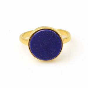 Top qualité 925 pierres précieuses Sterling personnalisé 18K éternité Vermeil 12mm Lapis Lazuli bijoux fins bague cadeau pour anniversaire anniversaire - Product Image 1