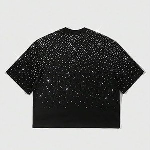 T-shirt à strass scintillants pour hommes, col rond, manches courtes, t-shirt graphique brillant, pour fête, club, rave, festival, bling, hip hop - Product Image 2