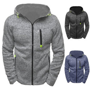 Sweat-shirt à capuche pour homme à manches longues, marque privée, pour la musculation, léger, fermeture éclair, entraînement, jacquard, sweat-shirt de sport - Product Image 1