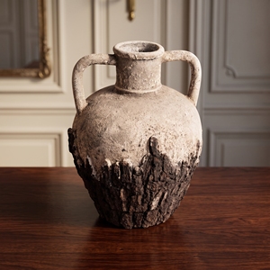 Jarrón de Cerámica Esmaltada en Dos Tonos Estilo Wabi Sabi, con Asas de Textura de Corteza, Cerámica Rústica, Anfora, Jarrón de Flores Hecho a Mano para Mesa, Decoración Bali - Product Image 3