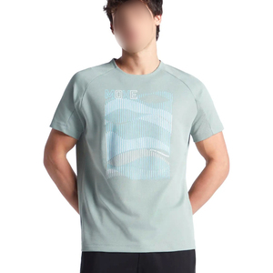 Camiseta de Manga Corta para Hombre, Nueva Llegada 2026, Azul Claro con Estampado Geométrico, Secado Rápido, Cuello Redondo, Corte Regular, Ropa Deportiva para Gimnasio - Product Image 1