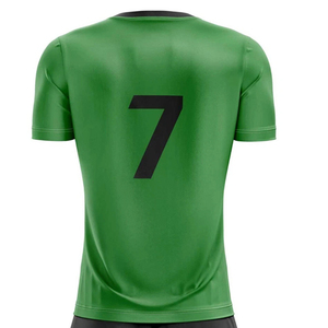 ชุดเสื้อฟุตบอลผู้ชายสั่งทำพิเศษ สีเขียวดำลายทาง พิมพ์ลายแบบ Sublimation ระบายอากาศได้ดี กางเกงขาสั้นโพลีเอสเตอร์ คอกลม ทรงสปอร์ต เหมาะกับทุกฤดูกาล - Product Image 4