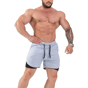 OEM Men’s Sports Double <b>Layer</b> Shorts Breathable Running Gym Workout Shorts with Inner Tights - Product Image 5