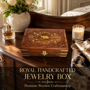 Coffret à bijoux en bois artisanal Royal Craft, élégant organisateur de rangement pour bagues, colliers, boucles d'oreilles, cosmétiques, cadeau - Product Image 4
