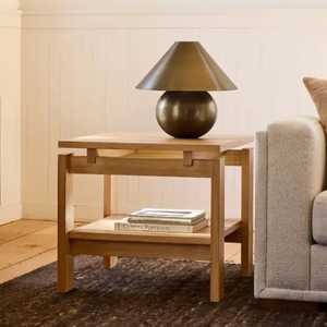 Round Wooden <b>Stool</b> Dark Seat Light Legs Geometric Interlocking Design Minimalist Handcrafted Eco Friendly Modern Living Room - Product Image 3