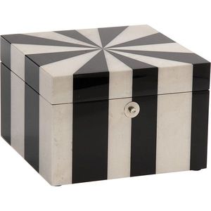 Moderna Caja de Joyería Geométrica de Resina Blanca y Negra, Contenedor Rectangular de Madera para Almacenamiento y Decoración del Hogar - Product Image 4