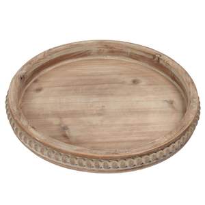 Bandeja Redonda de Madera con Cuentas de 16 Pulgadas, Bandeja Decorativa Rústica para Servir Estilo Granja - Product Image 1